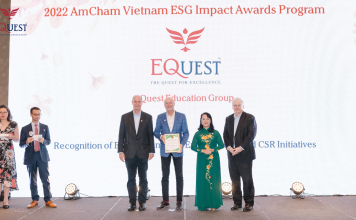 EQuest was awarded the certificate of recognition of ESG, community engagement, and CSR initiatives by AmCham Vietnam